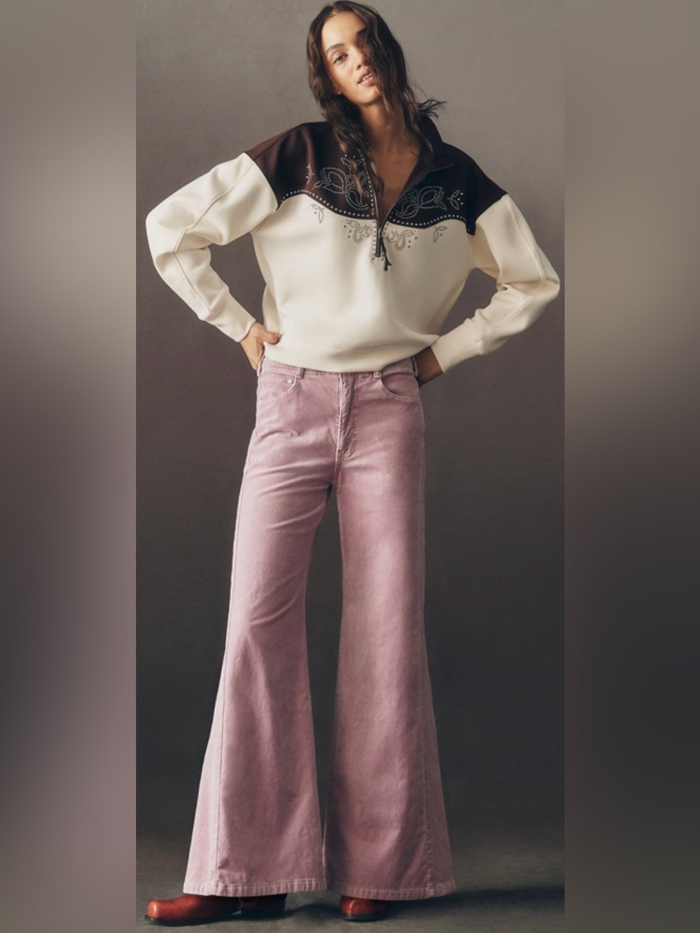Pilcro Wide Leg Jeans in Mauve Pink